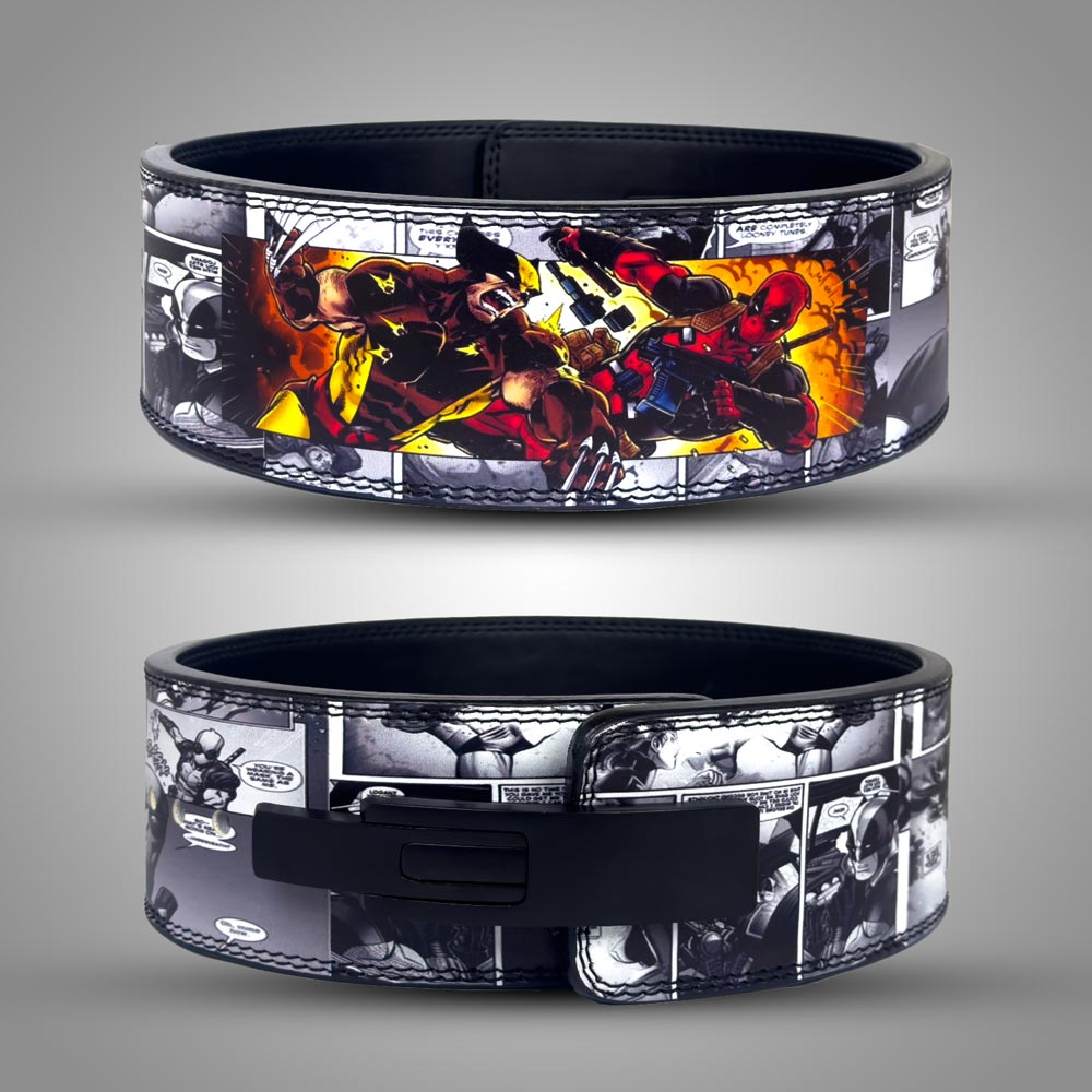 Dead pool Weight lifting belt with Black Lever Buckle