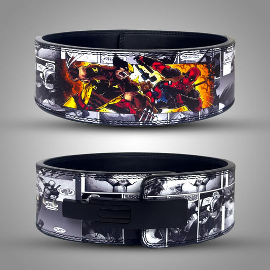 Dead pool Weight lifting belt with Black Lever Buckle