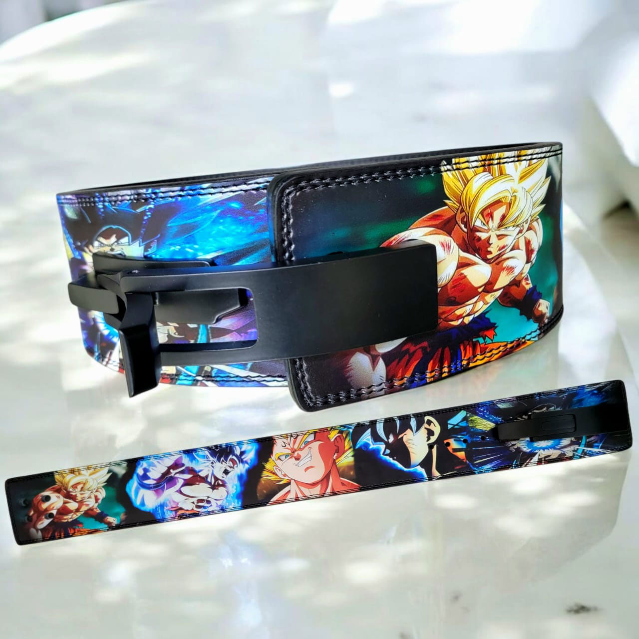 Dragon Ball themed Saiyan gym belt – Goku & Vegeta leather lever belt for lifters