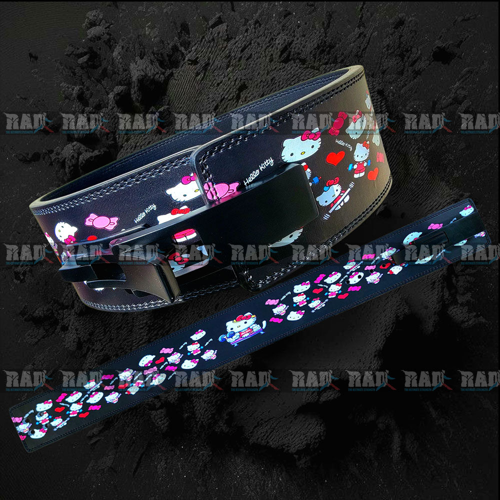 Hello Kitty belt with colorful design on a dark background