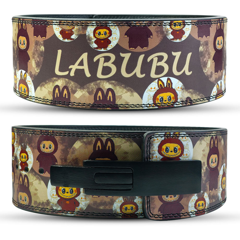 Belt with 'LABUBU' branding and cartoon character pattern on a Weightlifting Belt