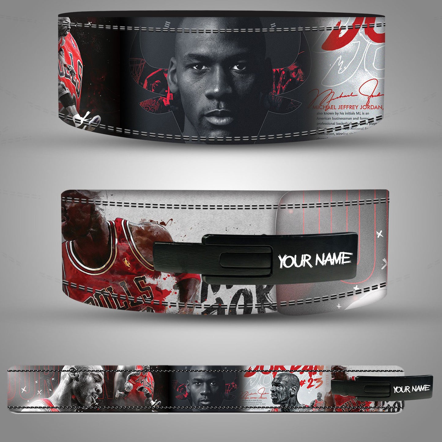 Jordan themed leather gym belt – 10mm and 13mm options