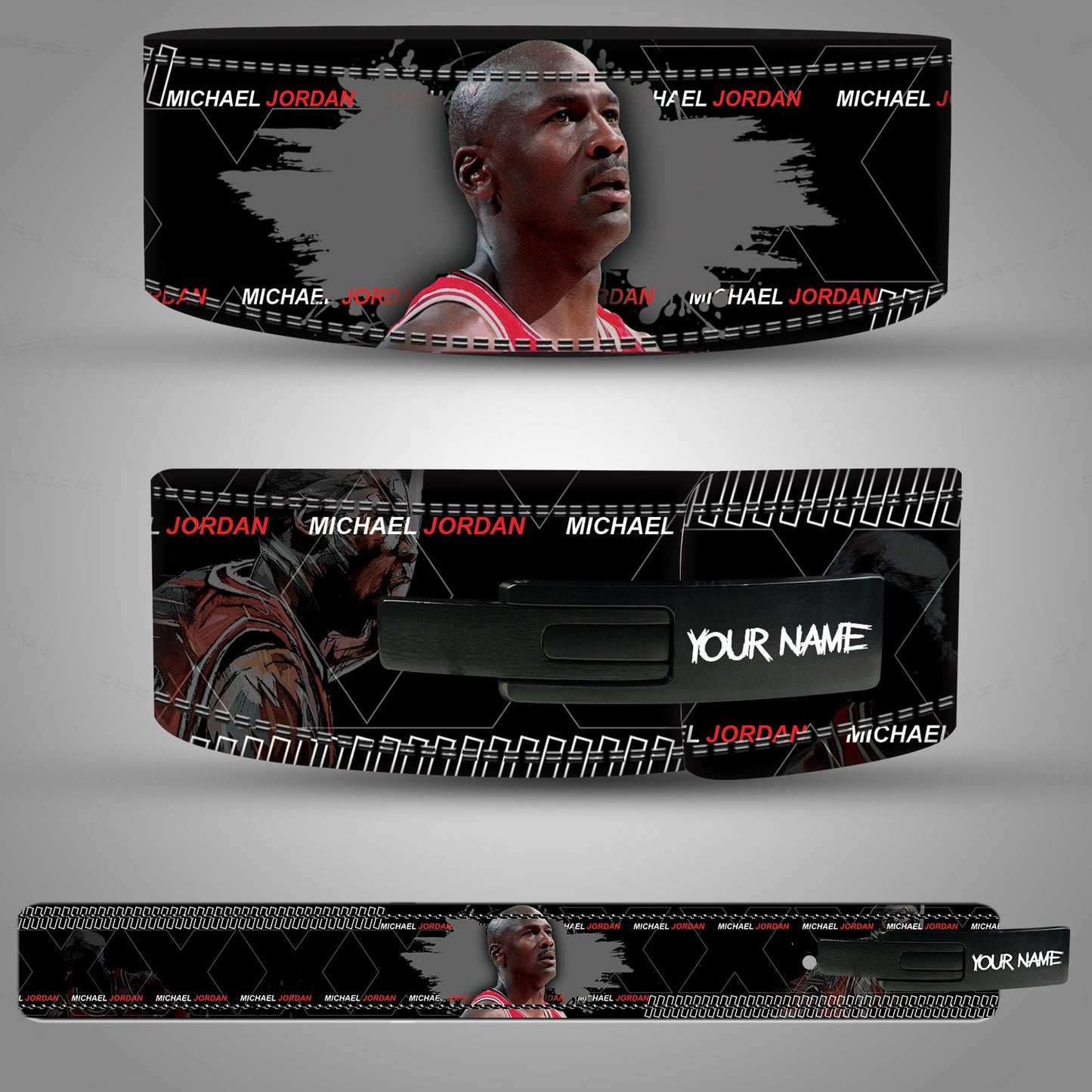Michael Jordan inspired custom weightlifting belt with lever buckle