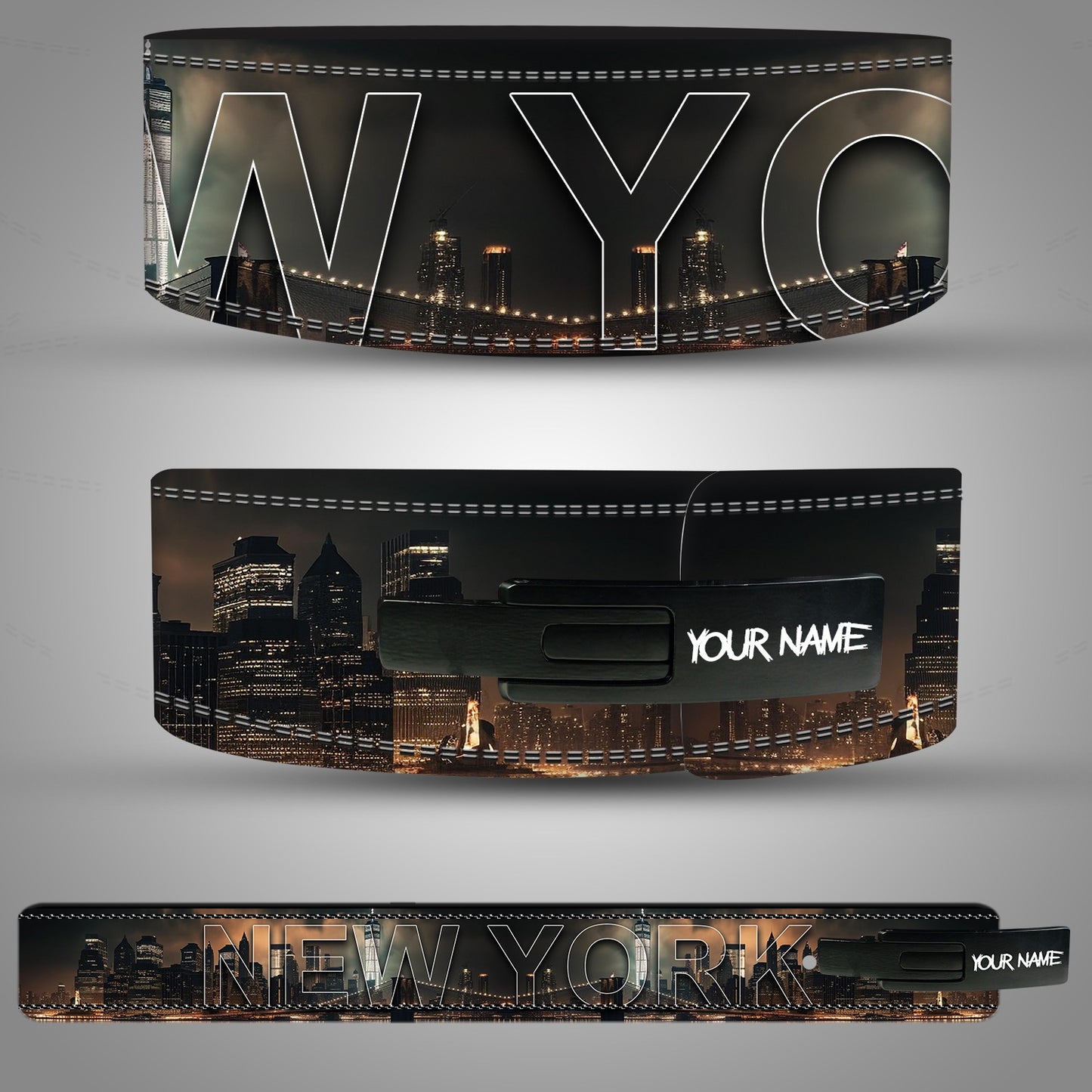 NYC skyline themed powerlifting belt – 10mm & 13mm leather