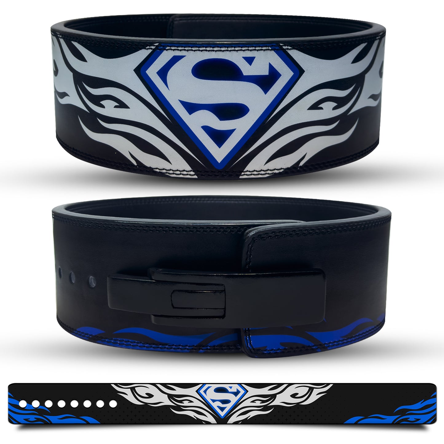 Superman Weight lifting belt with black lever buckle