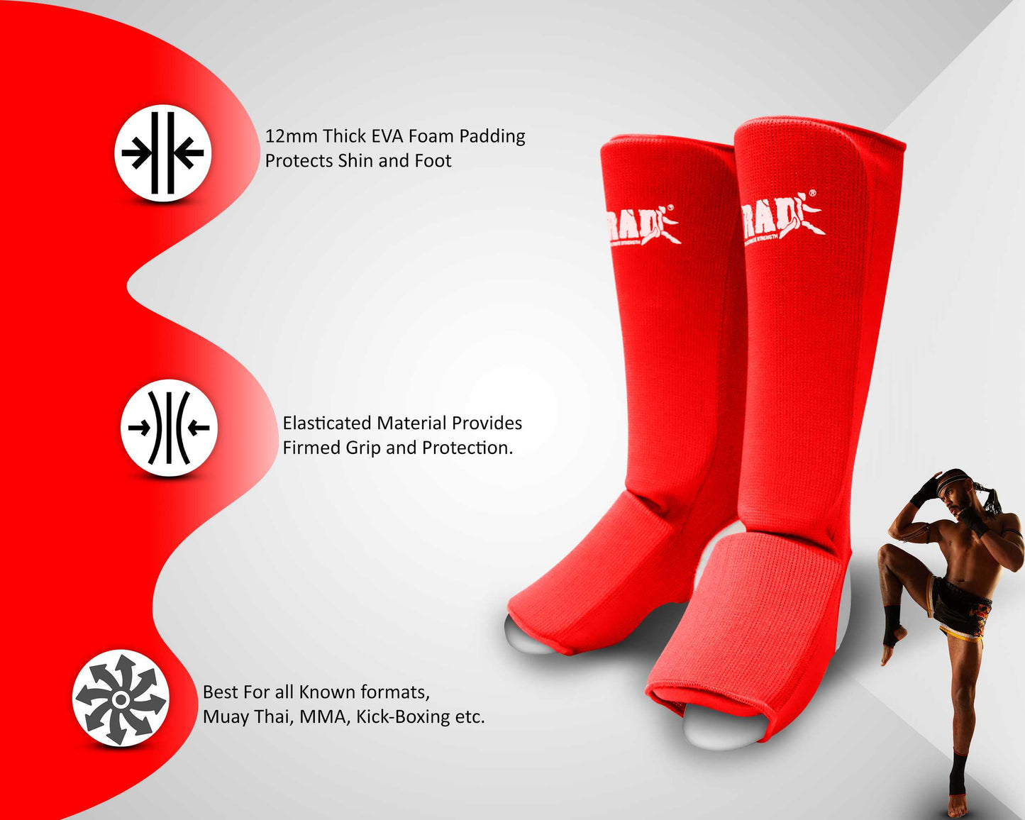 RAD Ultimate Shin Guards for MMA, Kickboxing, and Martial Arts