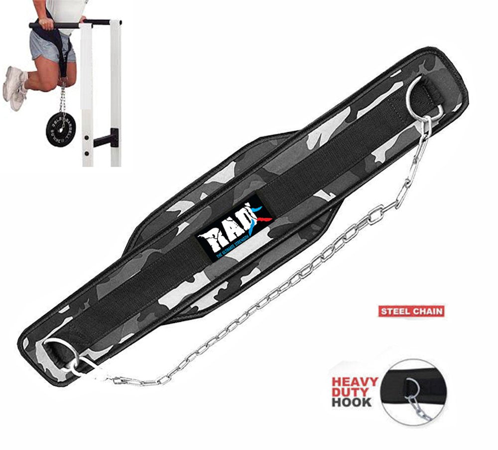Rad Weightlifting Dipping Power Belt With Metal Chain Back Support Training Bodybuilding