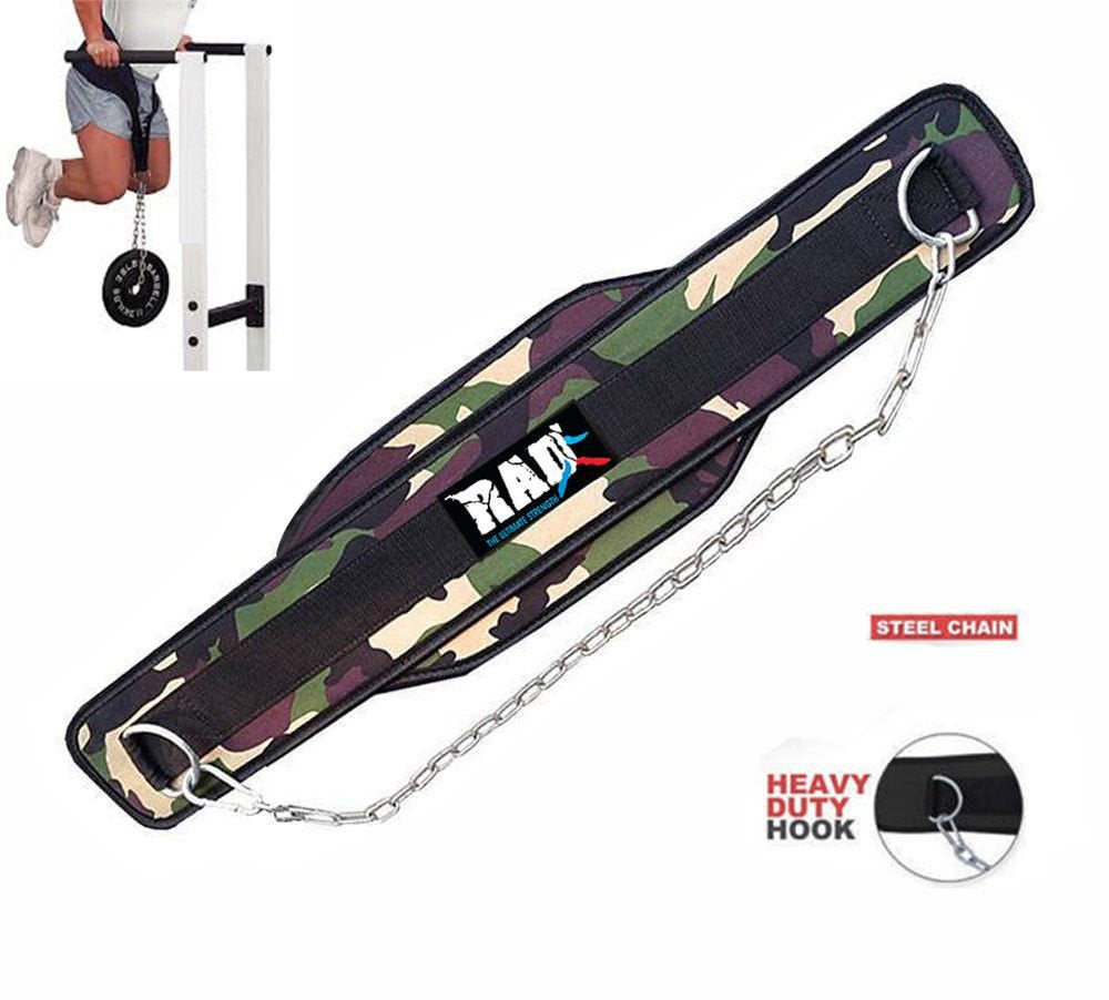 Rad Weightlifting Dipping Power Belt With Metal Chain Back Support Training Bodybuilding