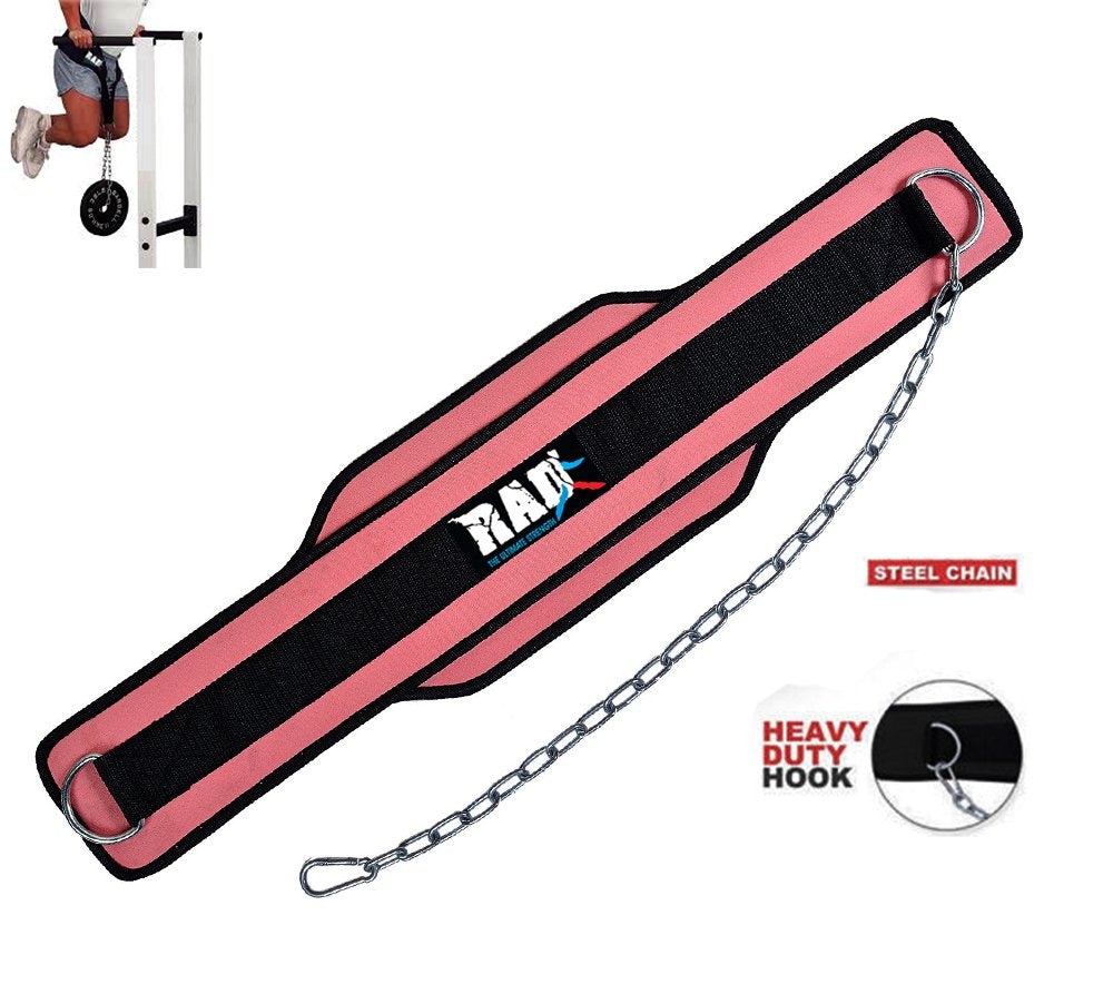 Rad Weightlifting Dipping Power Belt With Metal Chain Back Support Training Bodybuilding