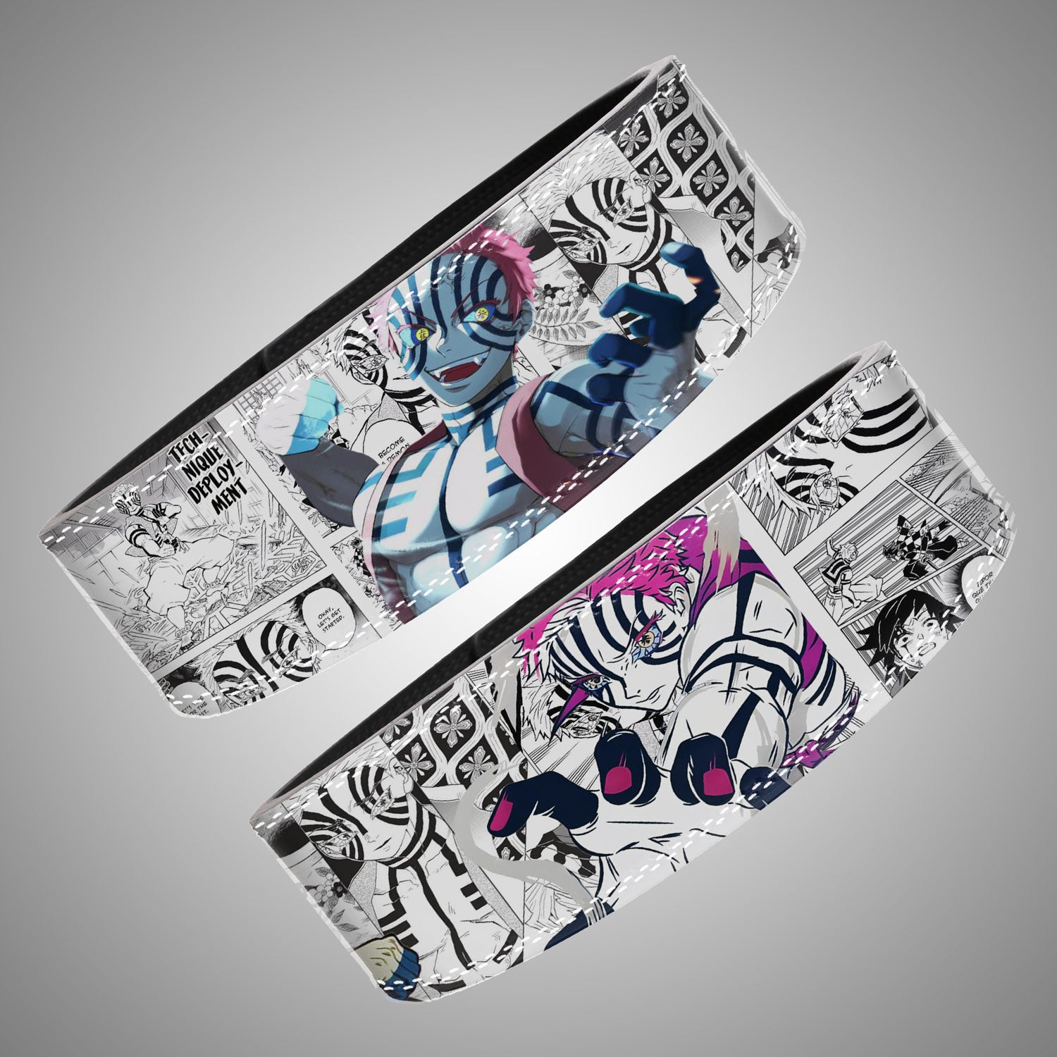 Anime-style lifting belt featuring Akaza and black-and-white manga graphics.