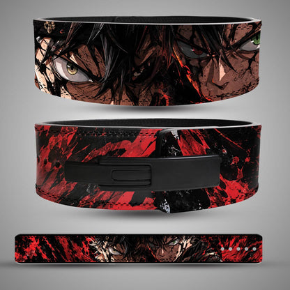 Asta Black Clover Weightlifting Belt – Red & Black Anime Leather Gym Belt