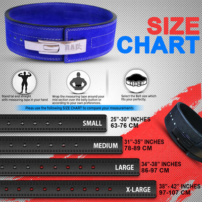 Blue lifting belt Size Chart