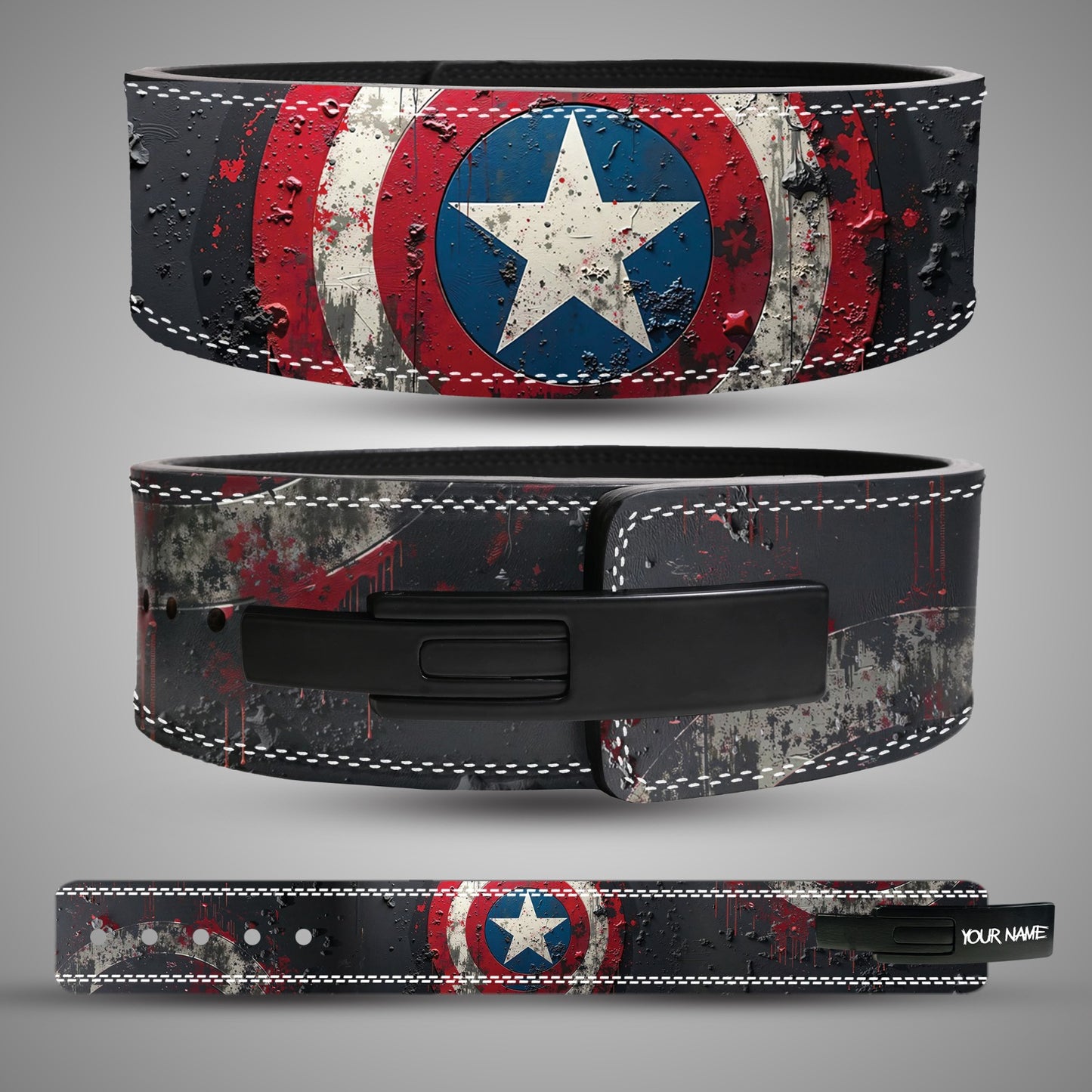 Captain America-inspired weightlifting belt