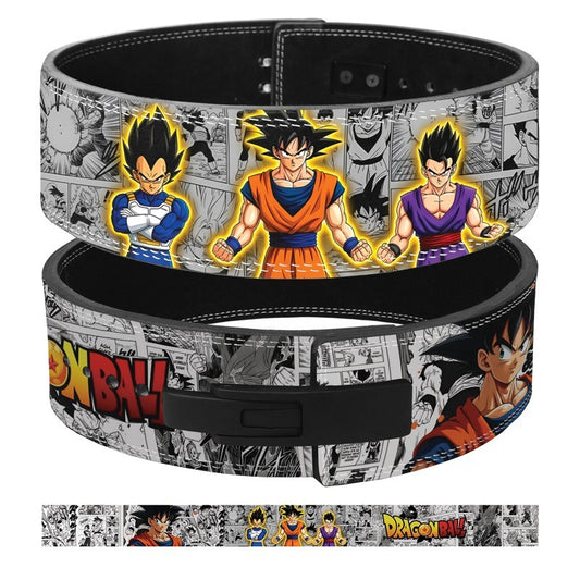 Dragon Ball weightlifting belt. Featuring Goku, Vegeta, and Gohan.