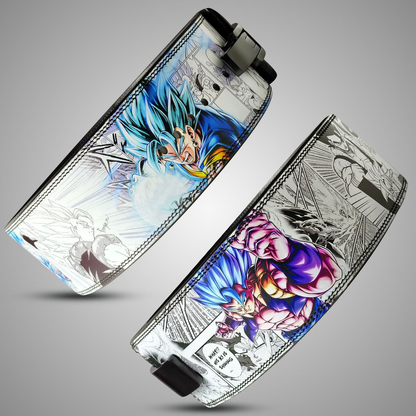 Anime weightlifting belt featuring Gogeta with blue Super Saiyan