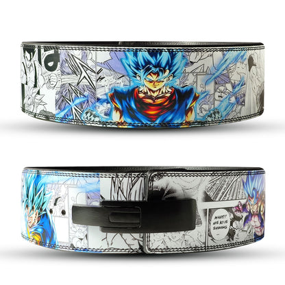Anime weightlifting belt featuring Gogeta with blue Super Saiyan