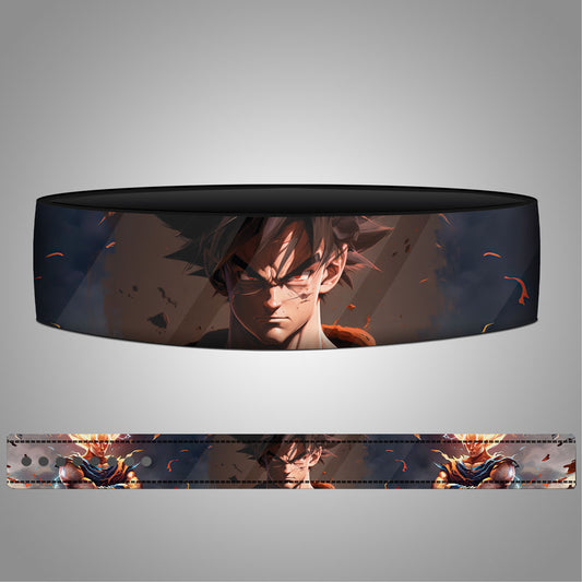Wristband with character design on a gray background Goku Ultra Instinct Weightlifting Belt