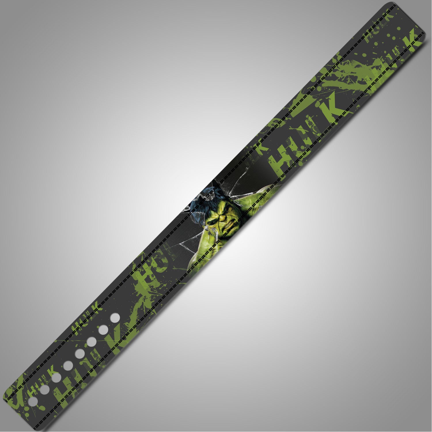 Green and black patterned Hulk Weightlifting belt on a gray background