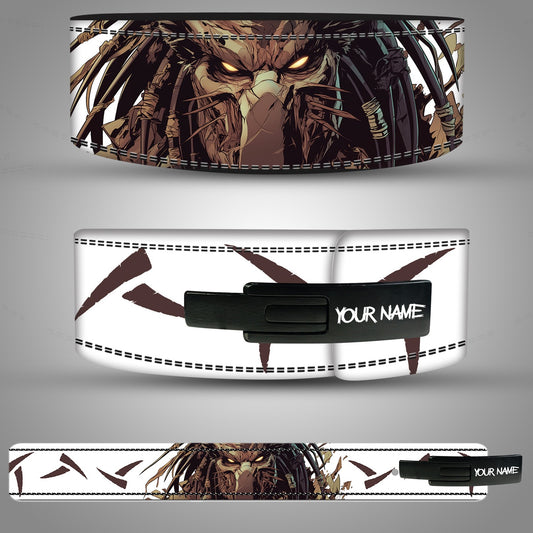 Predator Custom Weightlifting Belt front design with detailed artwork and lever buckle
