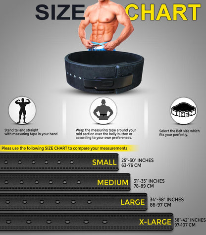 RAD Weight Lifting Belt Size Chart