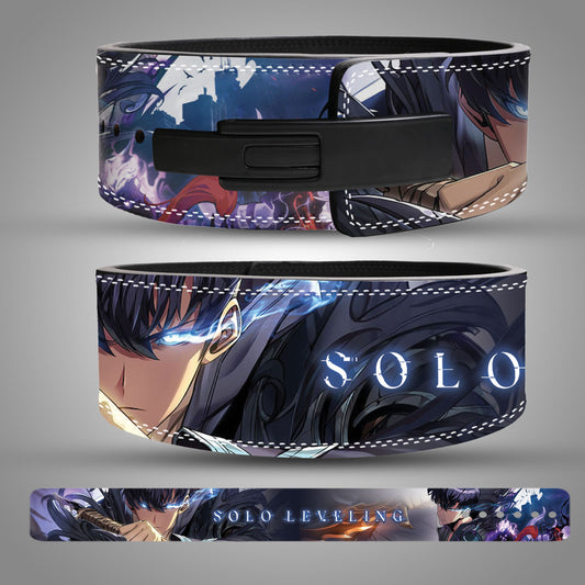 Wristband with anime character design and 'SOLO LEVELLING' text on a gray background