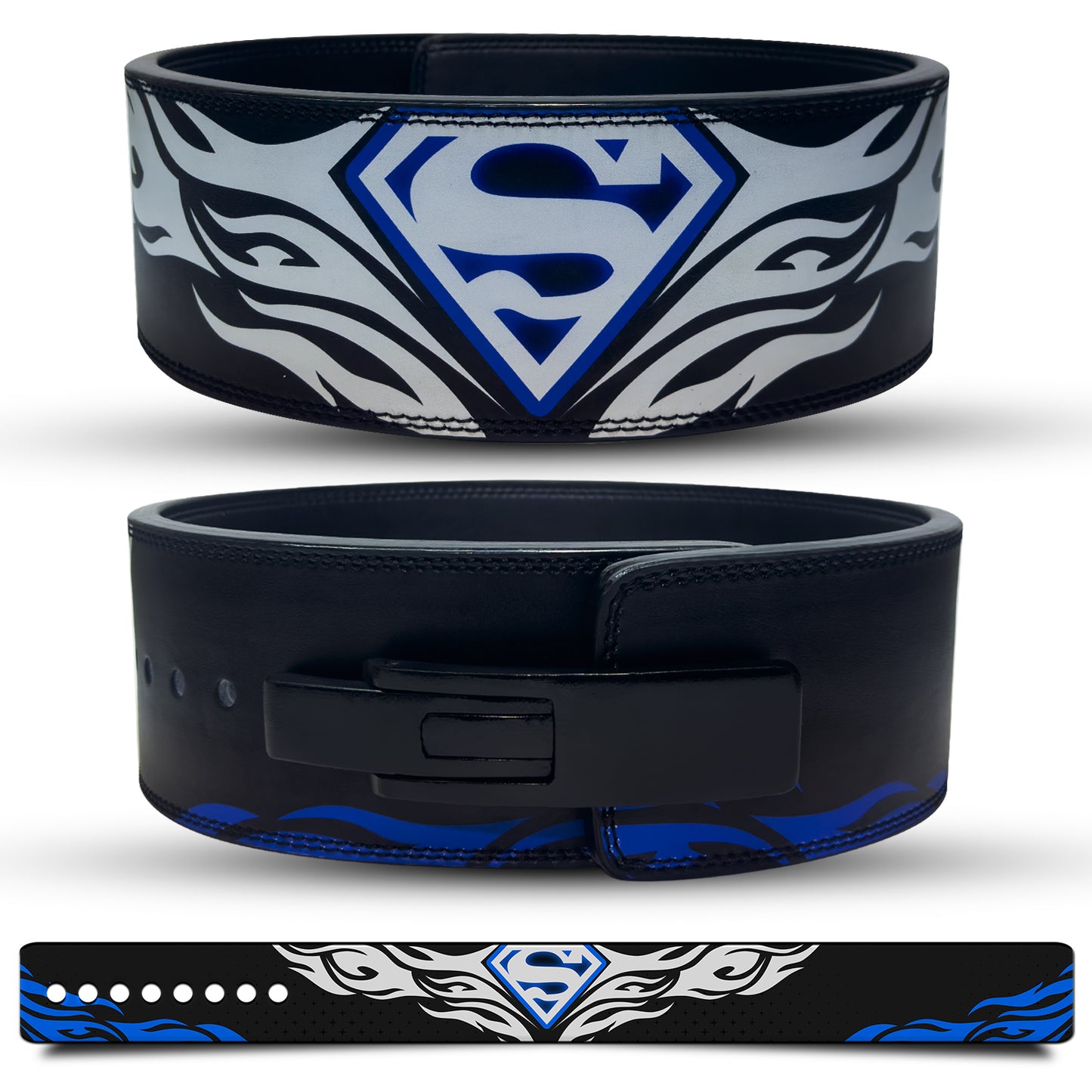 Superman Weight lifting belt with black lever buckle 