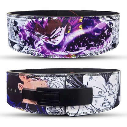 Two belts with Dragon Ball Vegeta anime character designs on a white background