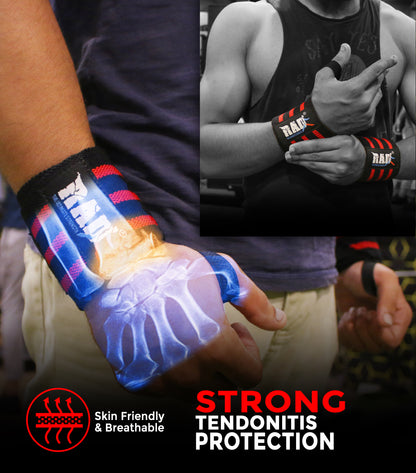 RAD Weight Lifting Training Wraps Wrist Support Gym Fitness 12" Bandage Strap