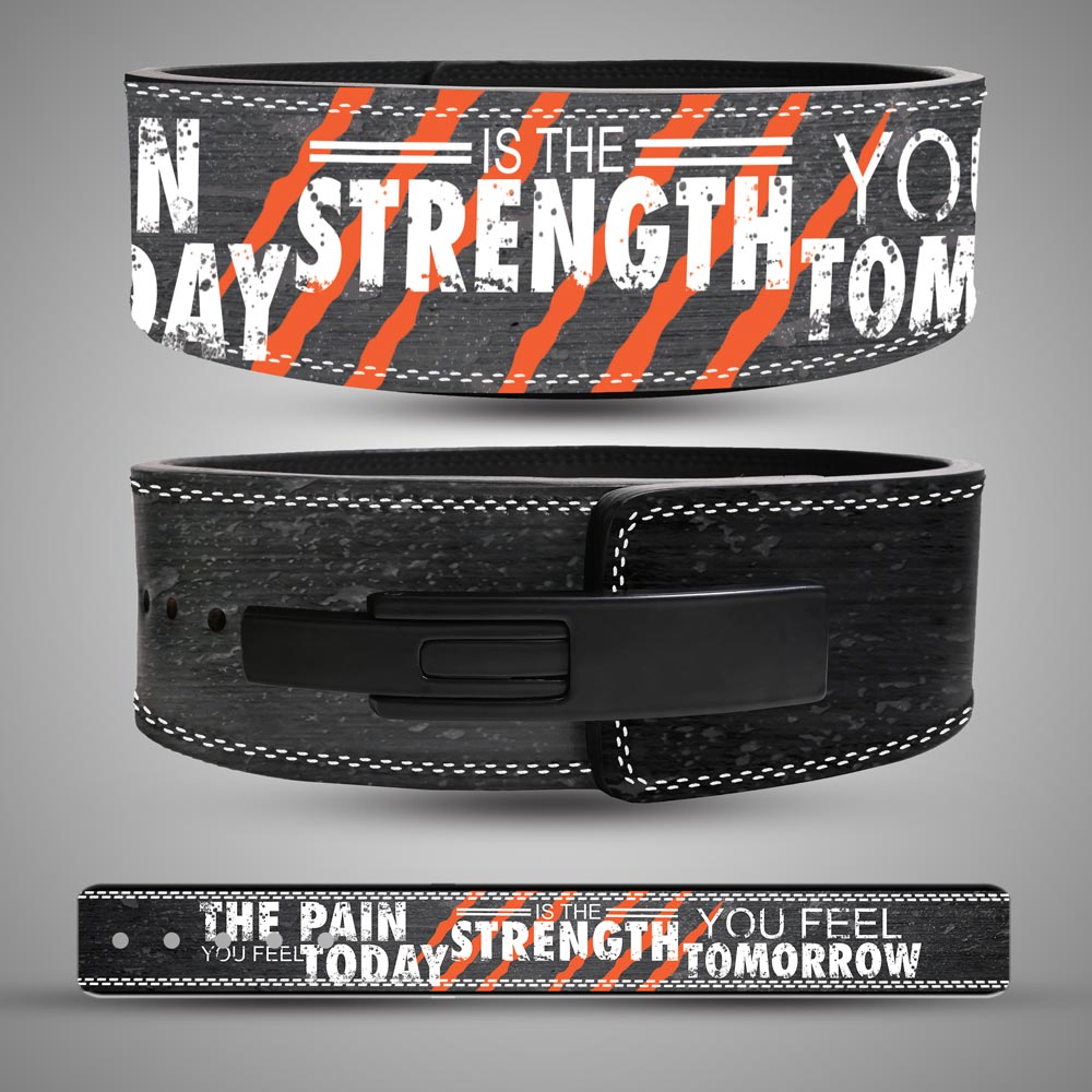 Motivational Typography Leather Lever Weightlifting Belt