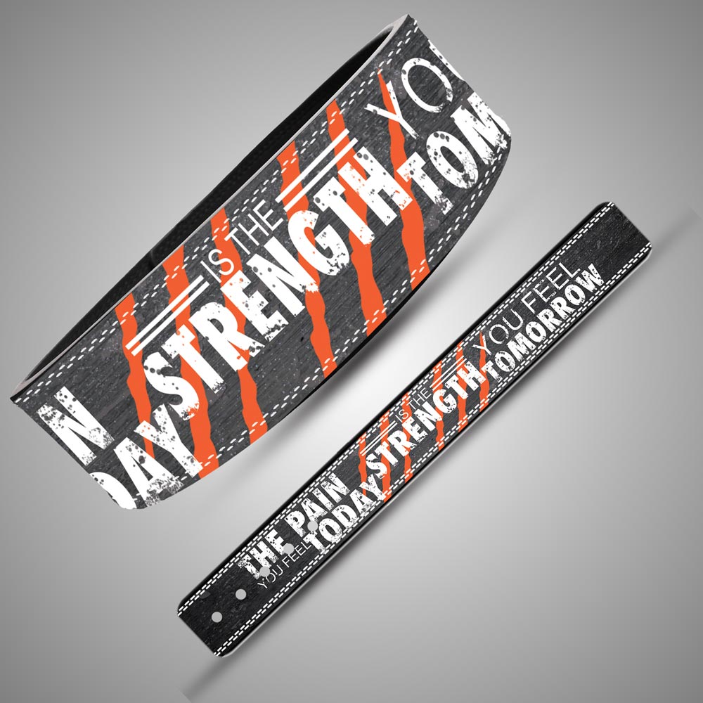 Motivational Typography Leather Lever Weightlifting Belt