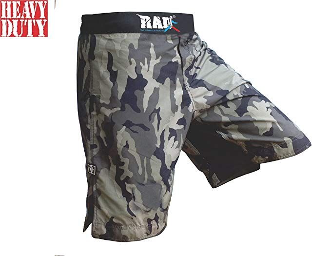 RAD MMA Fight Shorts Grappling Short Kick Boxing Cage Fighting Shorts White and Green Camo